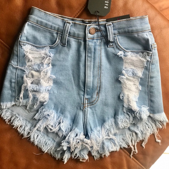 Fashion Nova Pants - NWT Fashionova Distressed Frayed High Waist Shorts